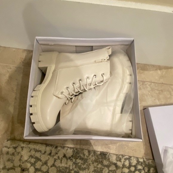 Ivory Combat Boots - Picture 1 of 6